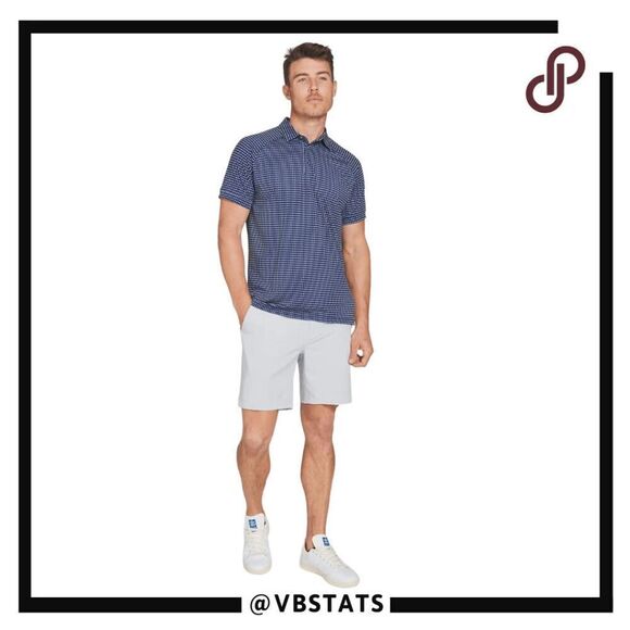 Mizzen + Main Men's Geometric Trim Fit Short Sleeve Polo Shirt Blue Small NWOT - Picture 3 of 11